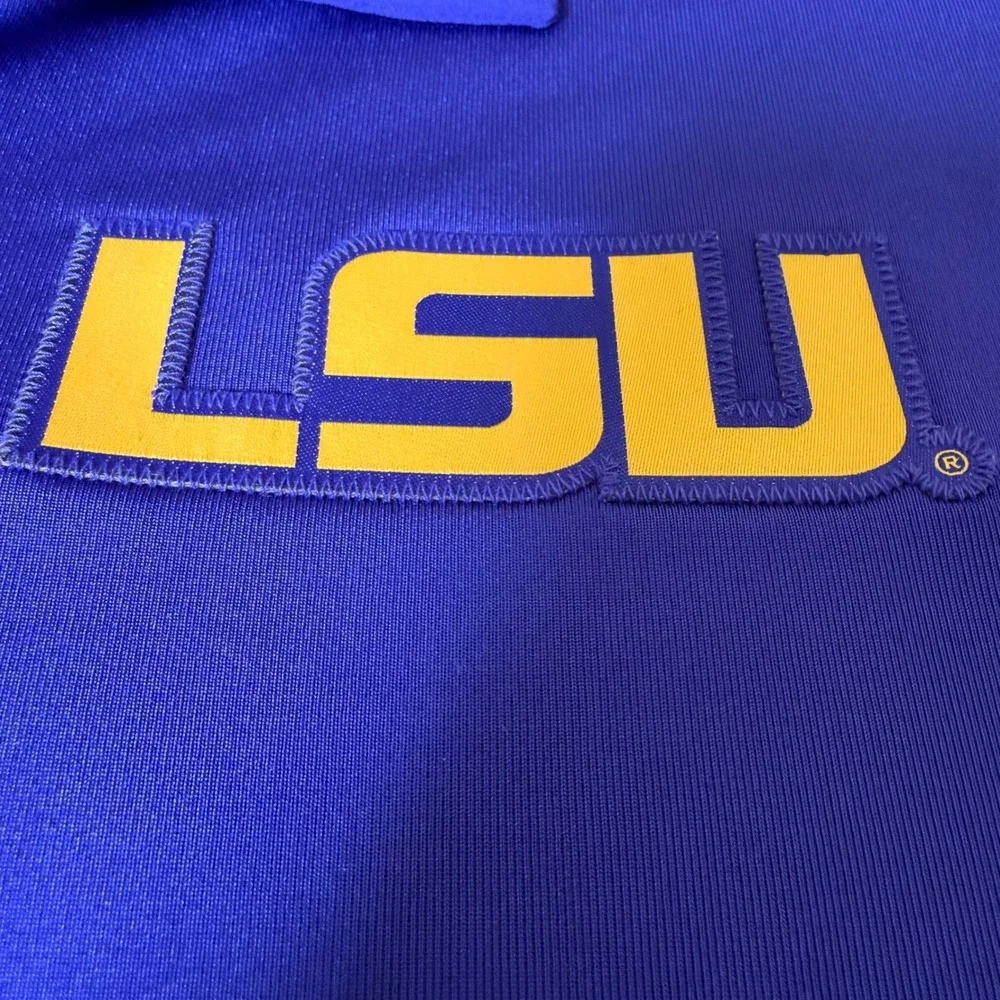 Nike Polo Shirt Mens XL Purple LSU Tigers Dri-FIT Short Sleeve Athletic Golf